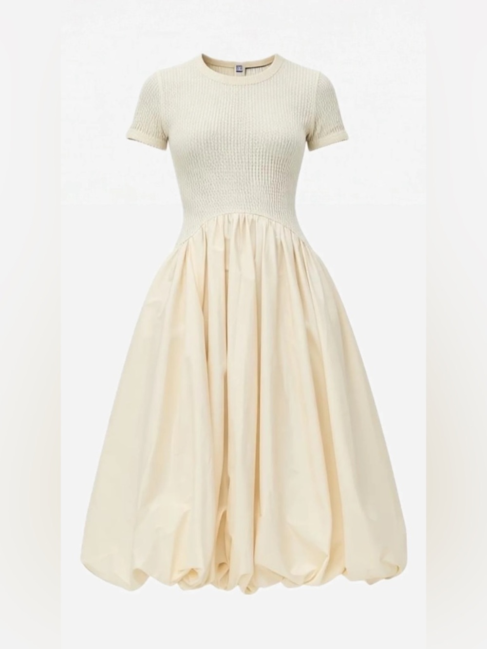 Elexiay Keysi cream bubble hem midi dress